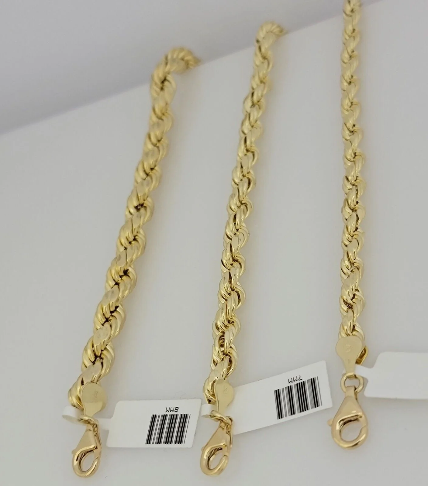 Real 10k Yellow Gold Chain Rope Necklace 6mm 7mm 8mm 20" 22" 24" 26" 28" 30" Men - Image 10
