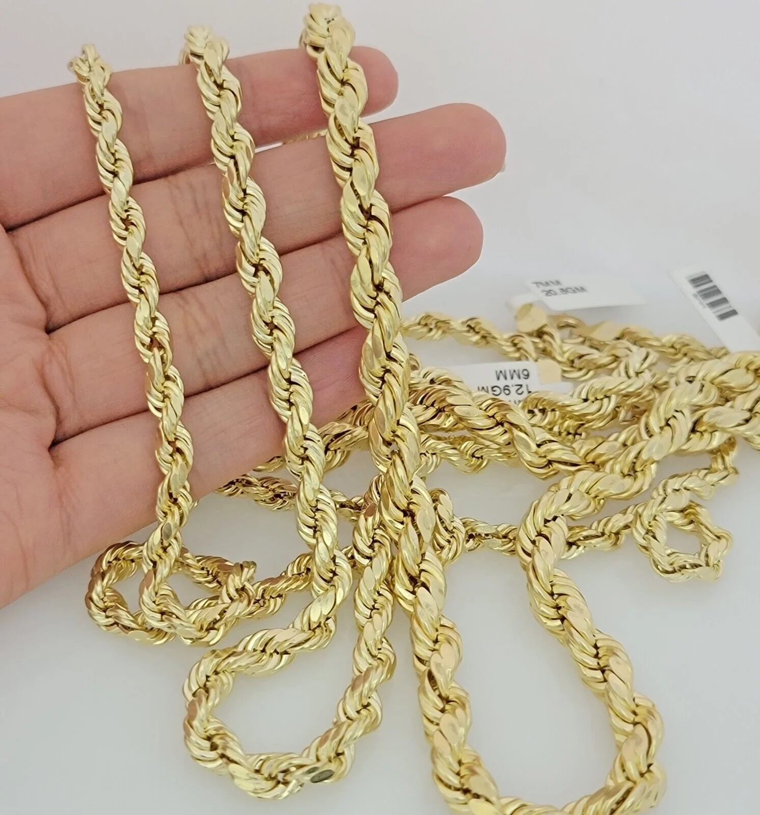 Real 10k Yellow Gold Chain Rope Necklace 6mm 7mm 8mm 20" 22" 24" 26" 28" 30" Men - Image 3