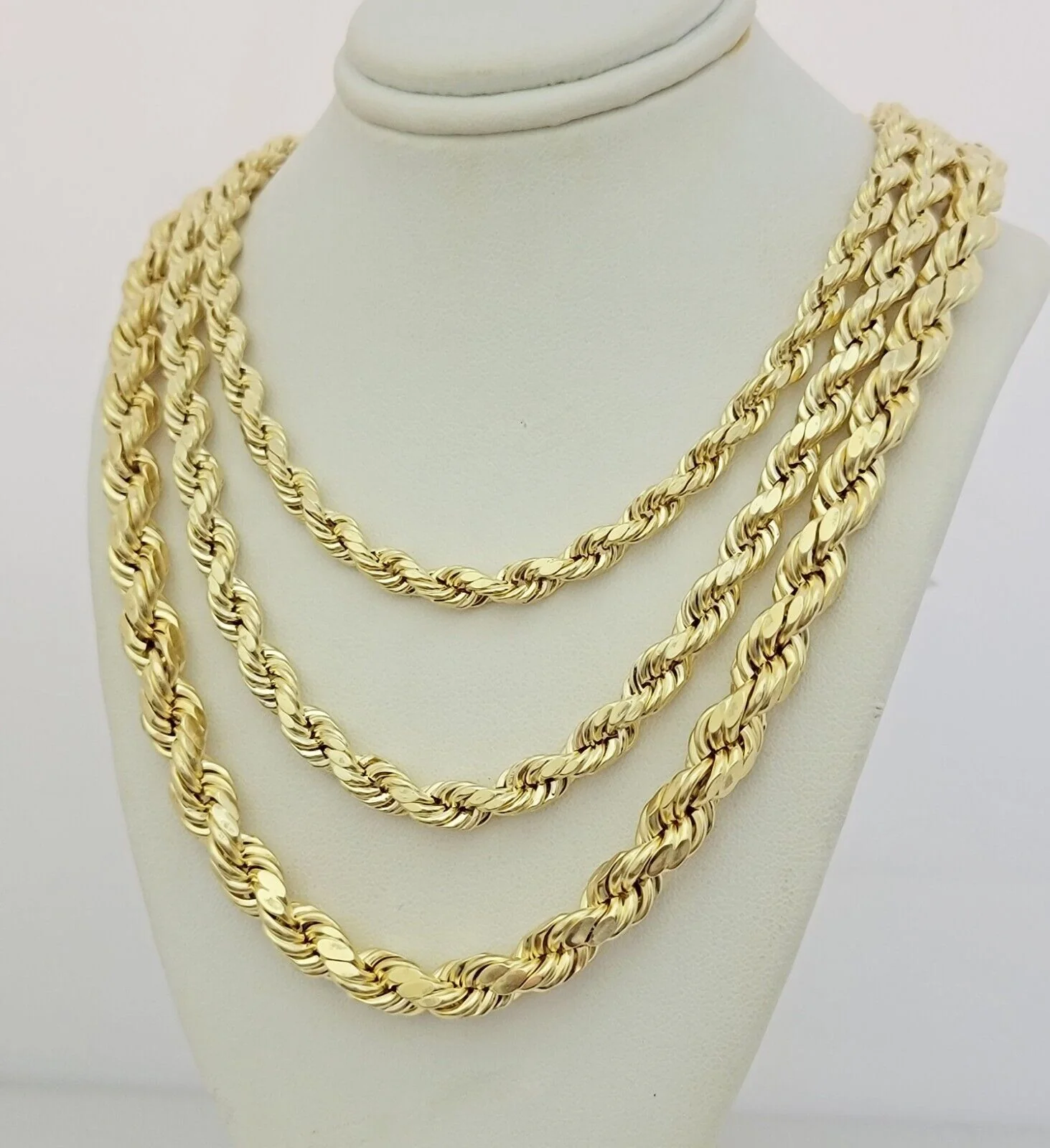 Real 10k Yellow Gold Chain Rope Necklace 6mm 7mm 8mm 20" 22" 24" 26" 28" 30" Men - Image 4