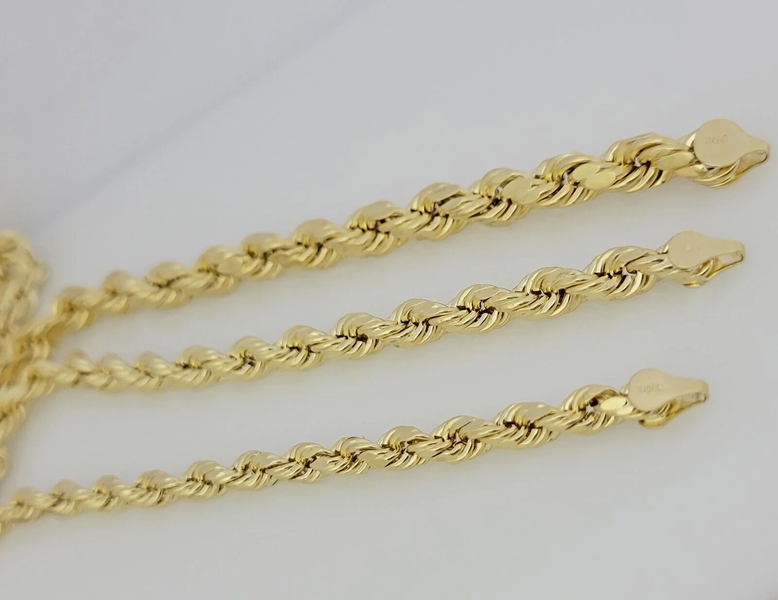 Real 10k Yellow Gold Chain Rope Necklace 6mm 7mm 8mm 20" 22" 24" 26" 28" 30" Men - Image 5