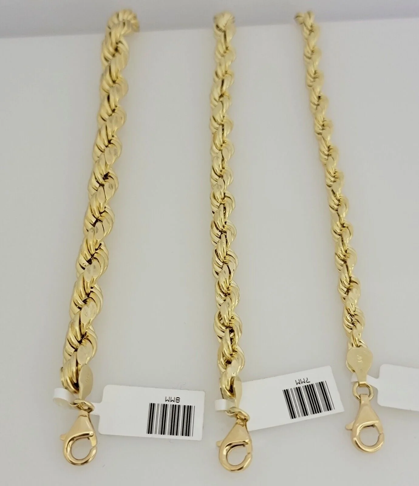 Real 10k Yellow Gold Chain Rope Necklace 6mm 7mm 8mm 20" 22" 24" 26" 28" 30" Men - Image 7