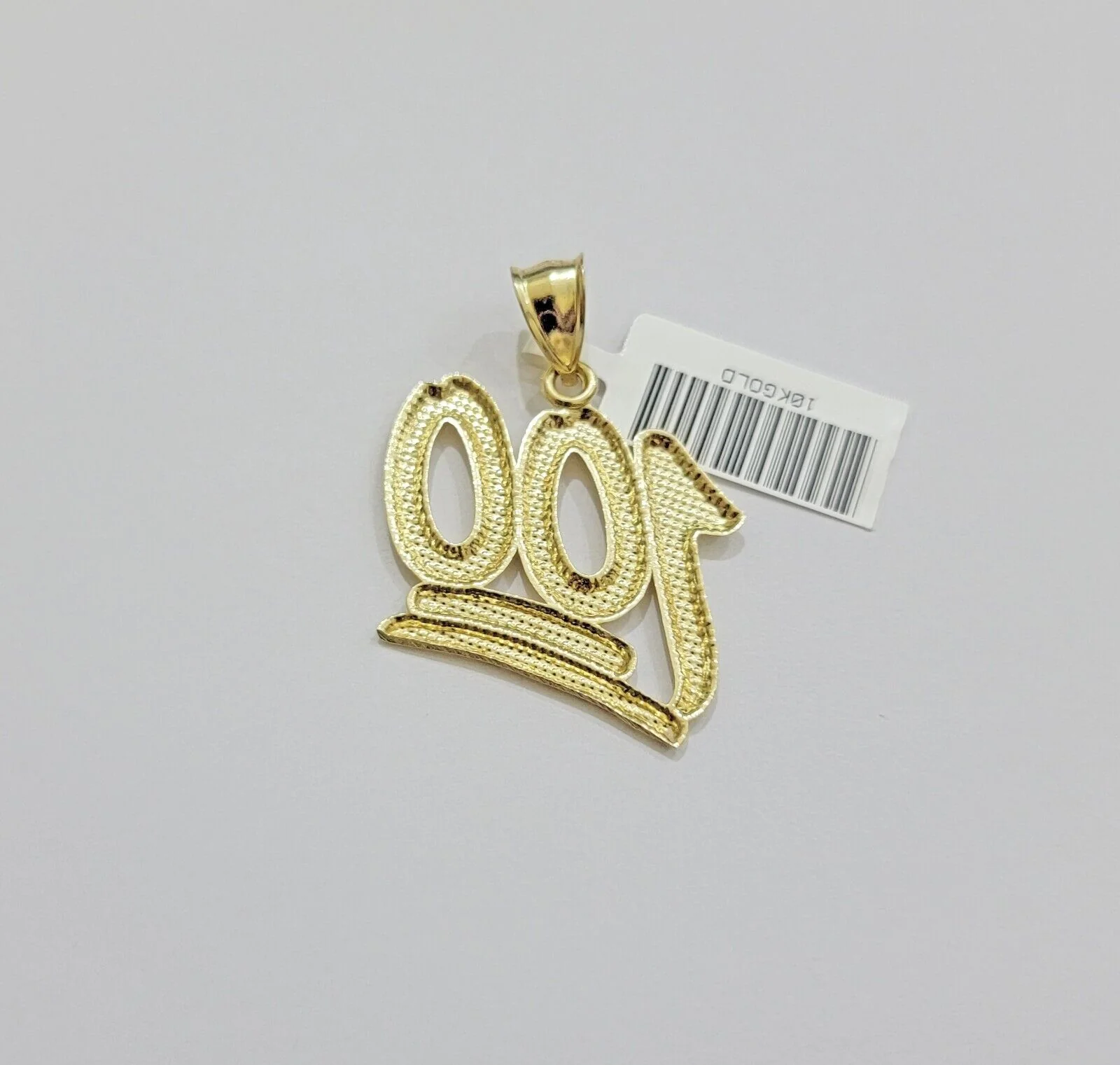 REAL 10k Yellow Gold Charm 100 pendant With Diamond Cuts For Mens - Image 6