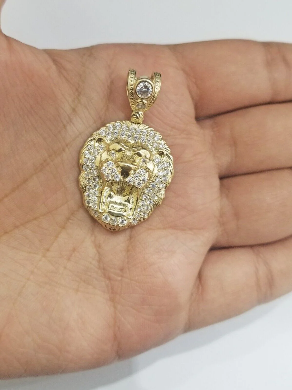 Real 10k Yellow Gold Charm Lion Head Pendant 10kt Gold - Image 2