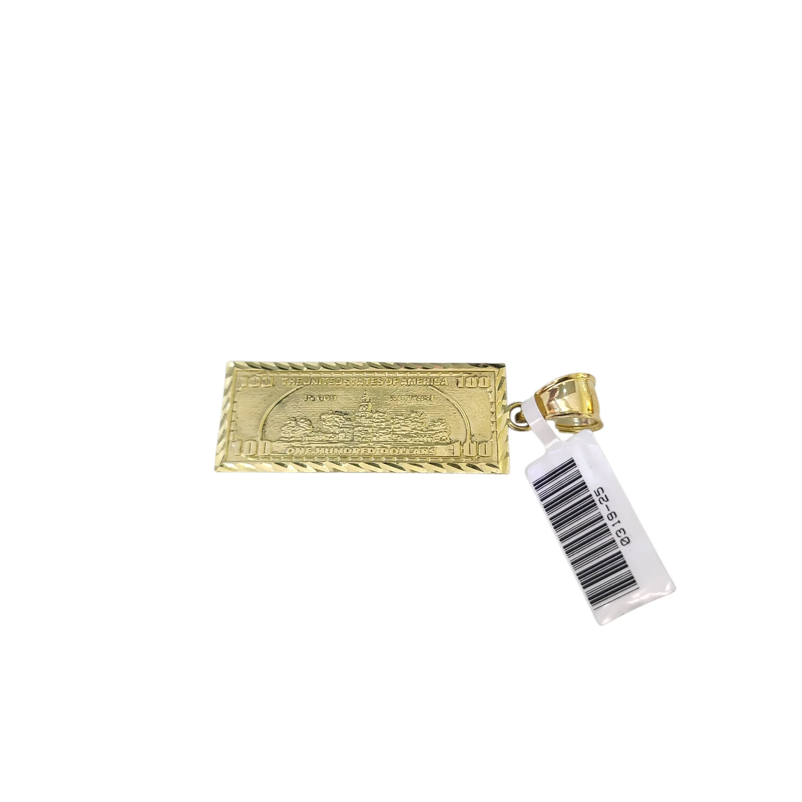 Real 10k Yellow Gold Charm Pendant 100 Dollar Money Diamond Cuts 10KT - Image 2