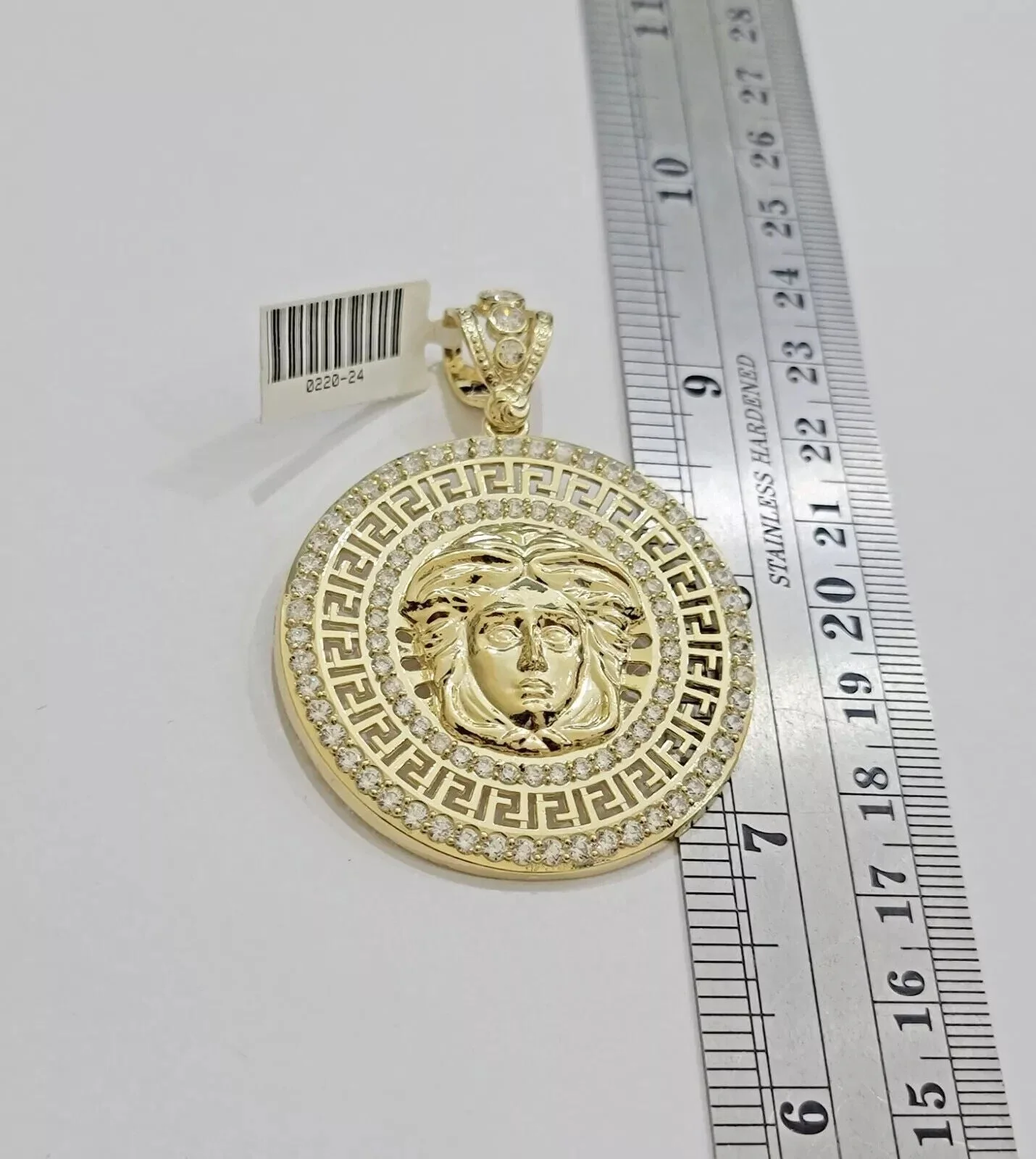 Real 10k Yellow Gold Charm Pendant Circular Round Head With Stones Unique Design - Image 4