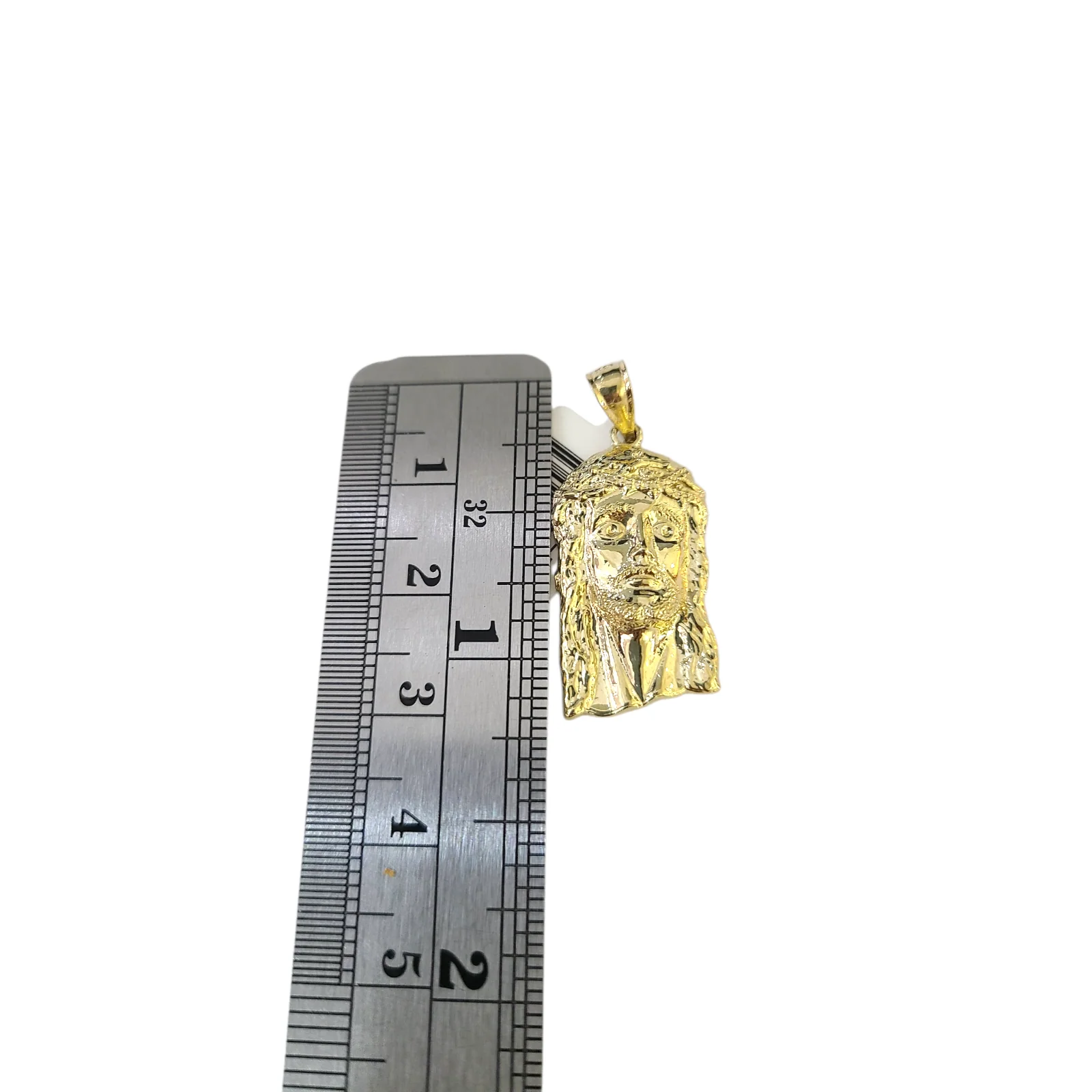 Real 10k Yellow Gold Charm Pendant Cross 1.2 " Head Face Gold 10KT - Image 2