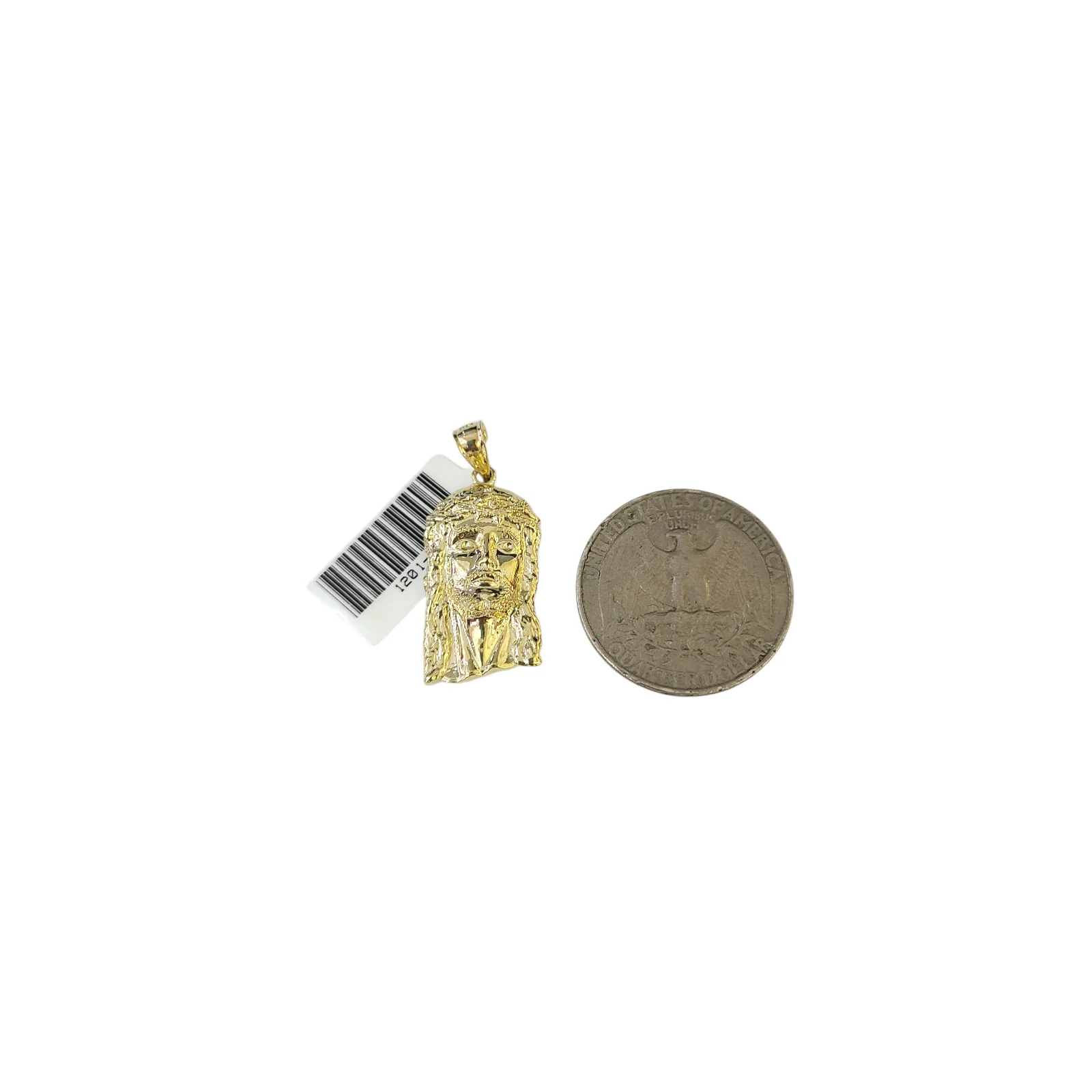 Real 10k Yellow Gold Charm Pendant Cross 1.2 " Head Face Gold 10KT - Image 3