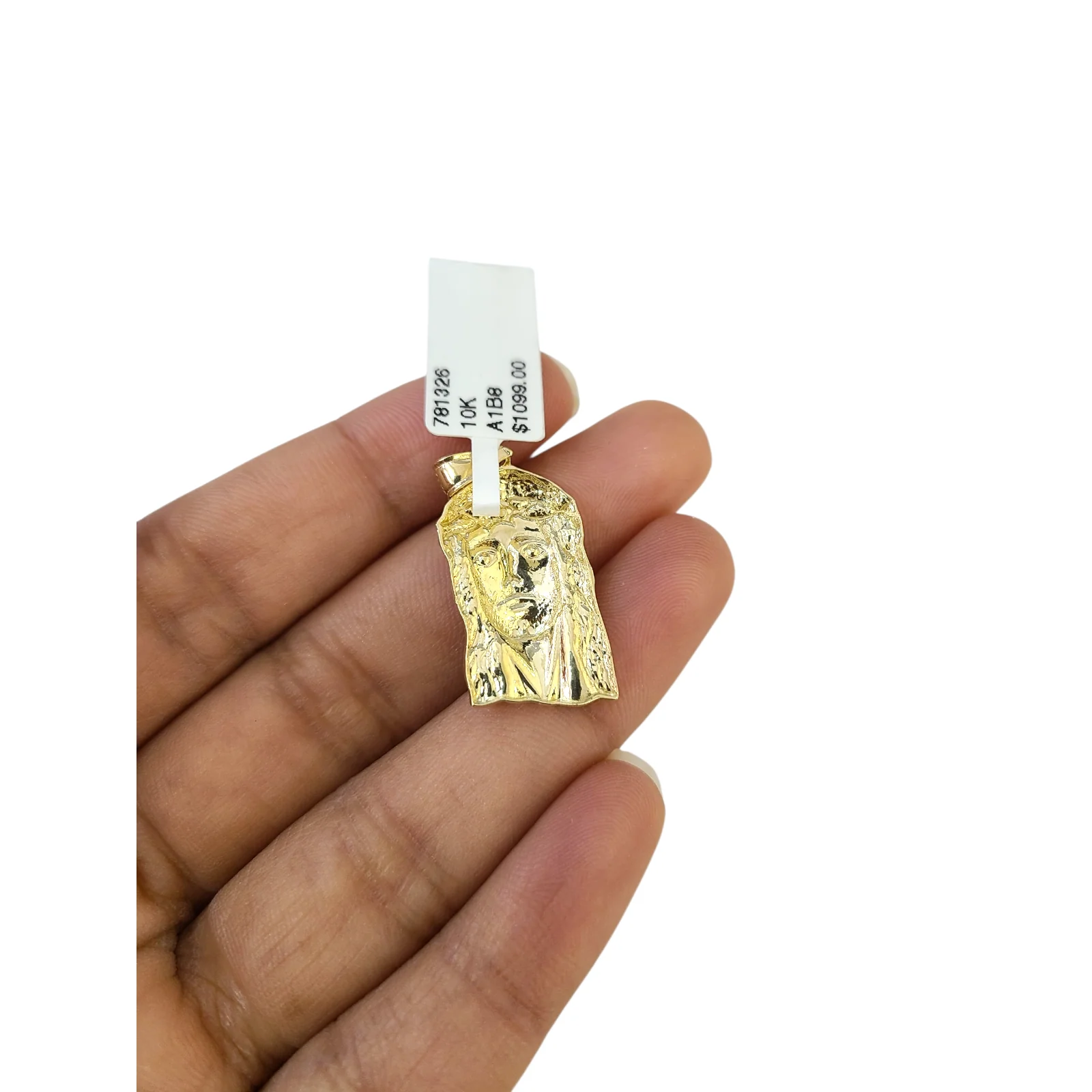 Real 10k Yellow Gold Charm Pendant Cross 1.2 " Head Face Gold 10KT - Image 5