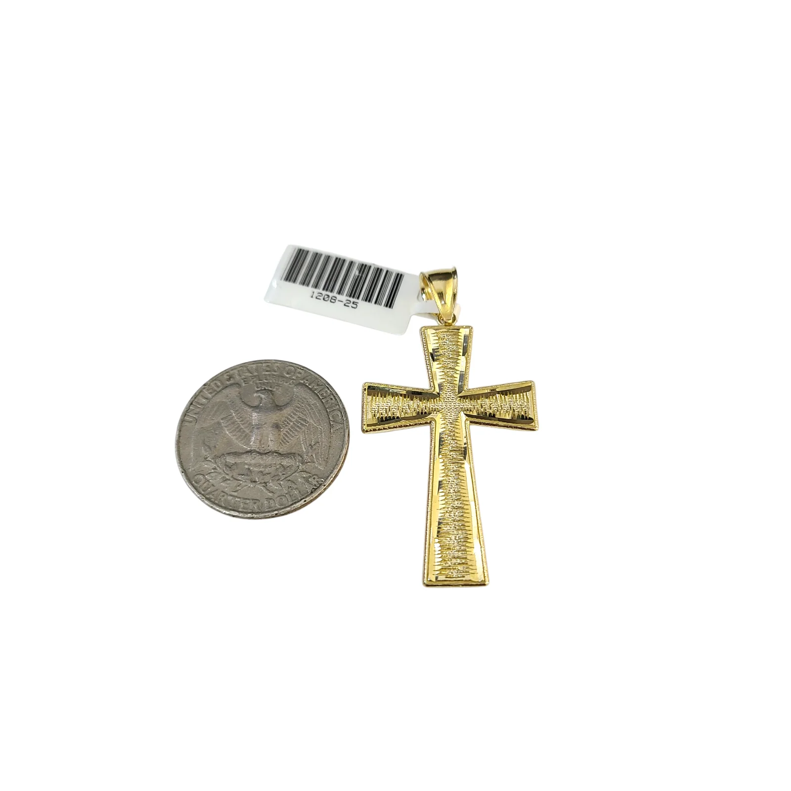 Real 10k Yellow Gold Charm Pendant Cross Diamond Cuts 10KT - Image 3
