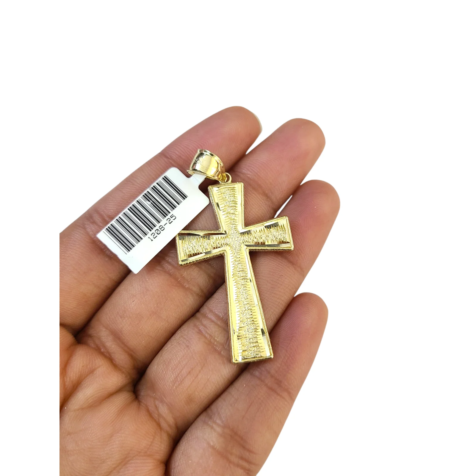 Real 10k Yellow Gold Charm Pendant Cross Diamond Cuts 10KT - Image 4