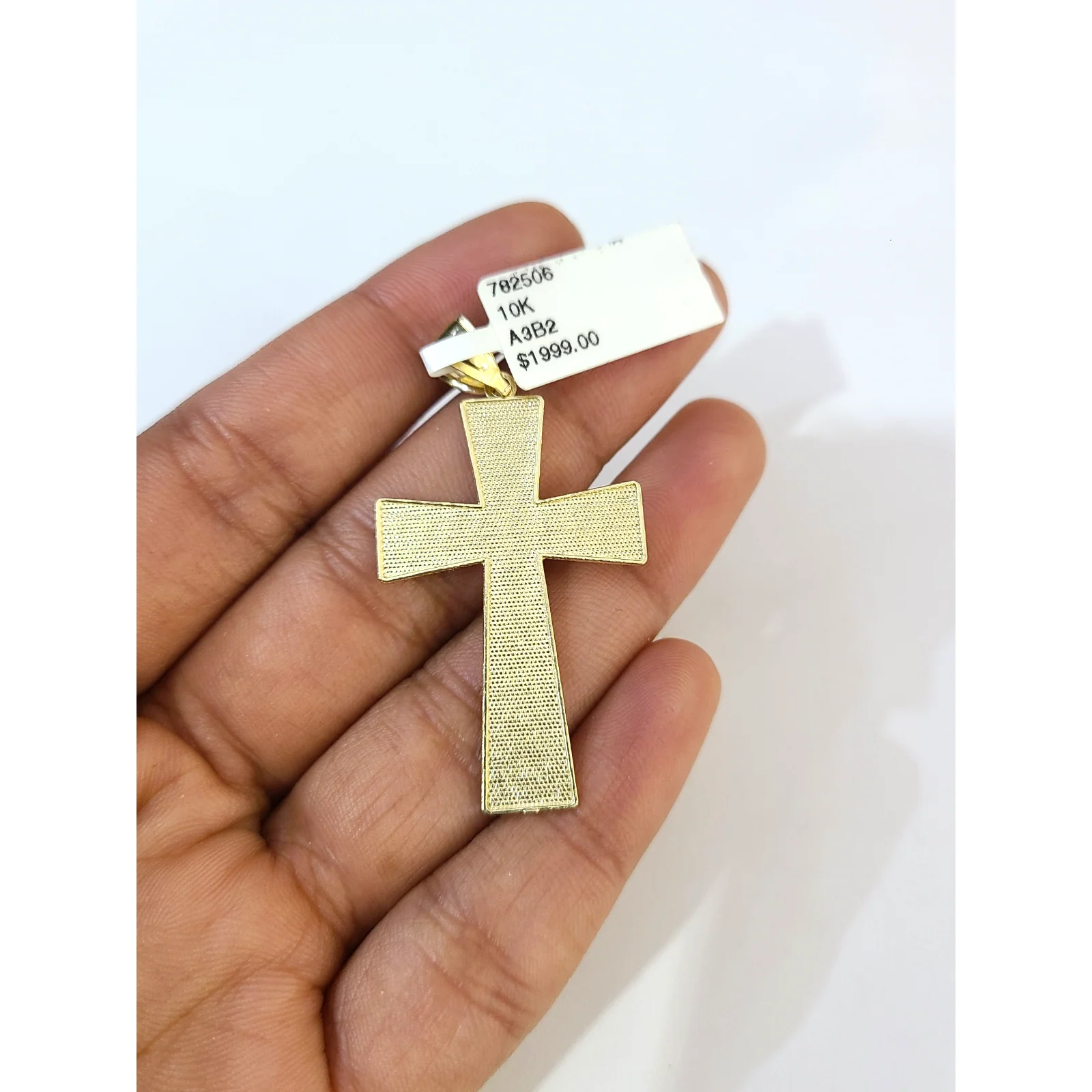 Real 10k Yellow Gold Charm Pendant Cross Diamond Cuts 10KT - Image 5
