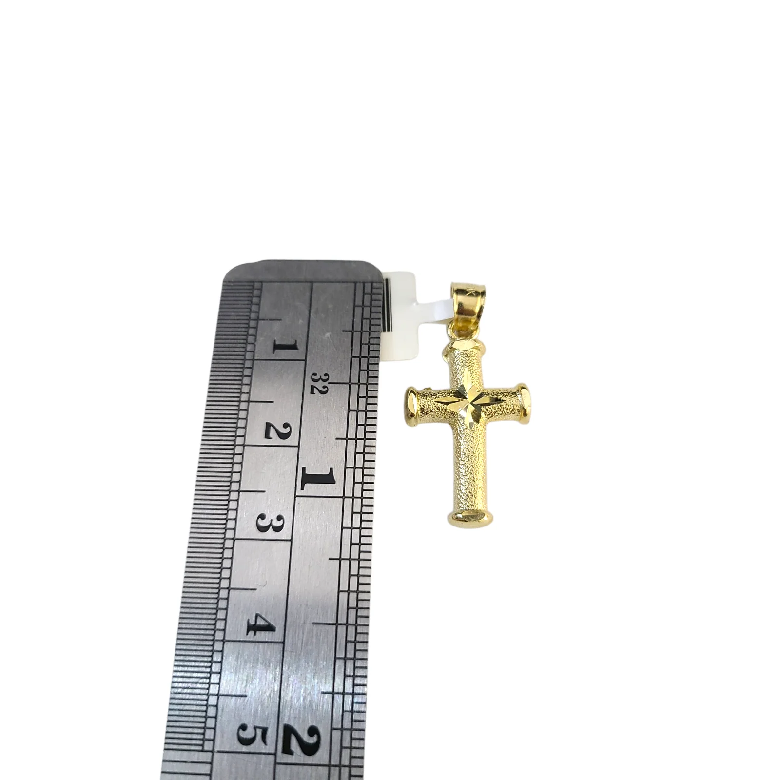 Real 10k Yellow Gold Charm Pendant Cross Diamond Cuts 10KT - Image 3