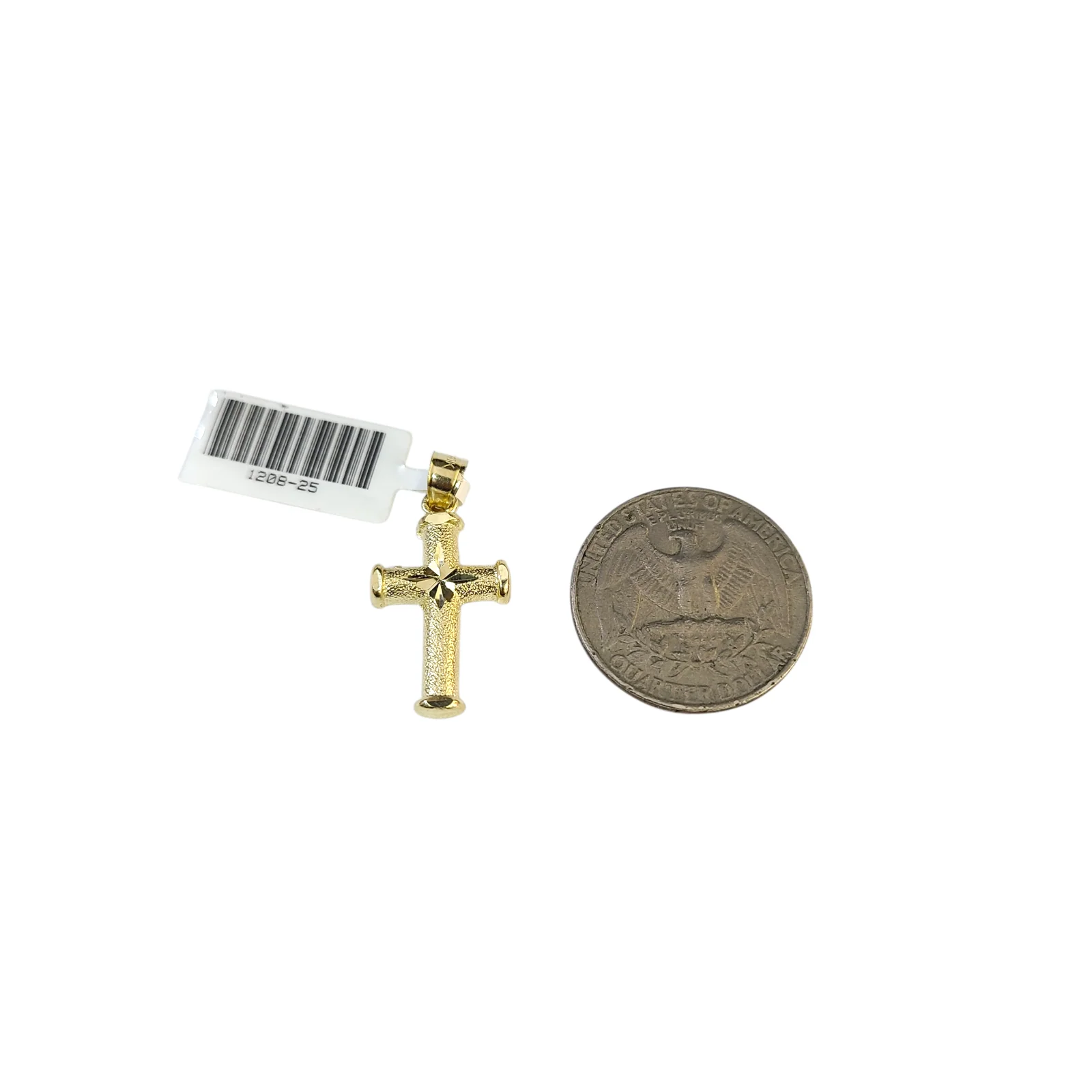 Real 10k Yellow Gold Charm Pendant Cross Diamond Cuts 10KT - Image 4