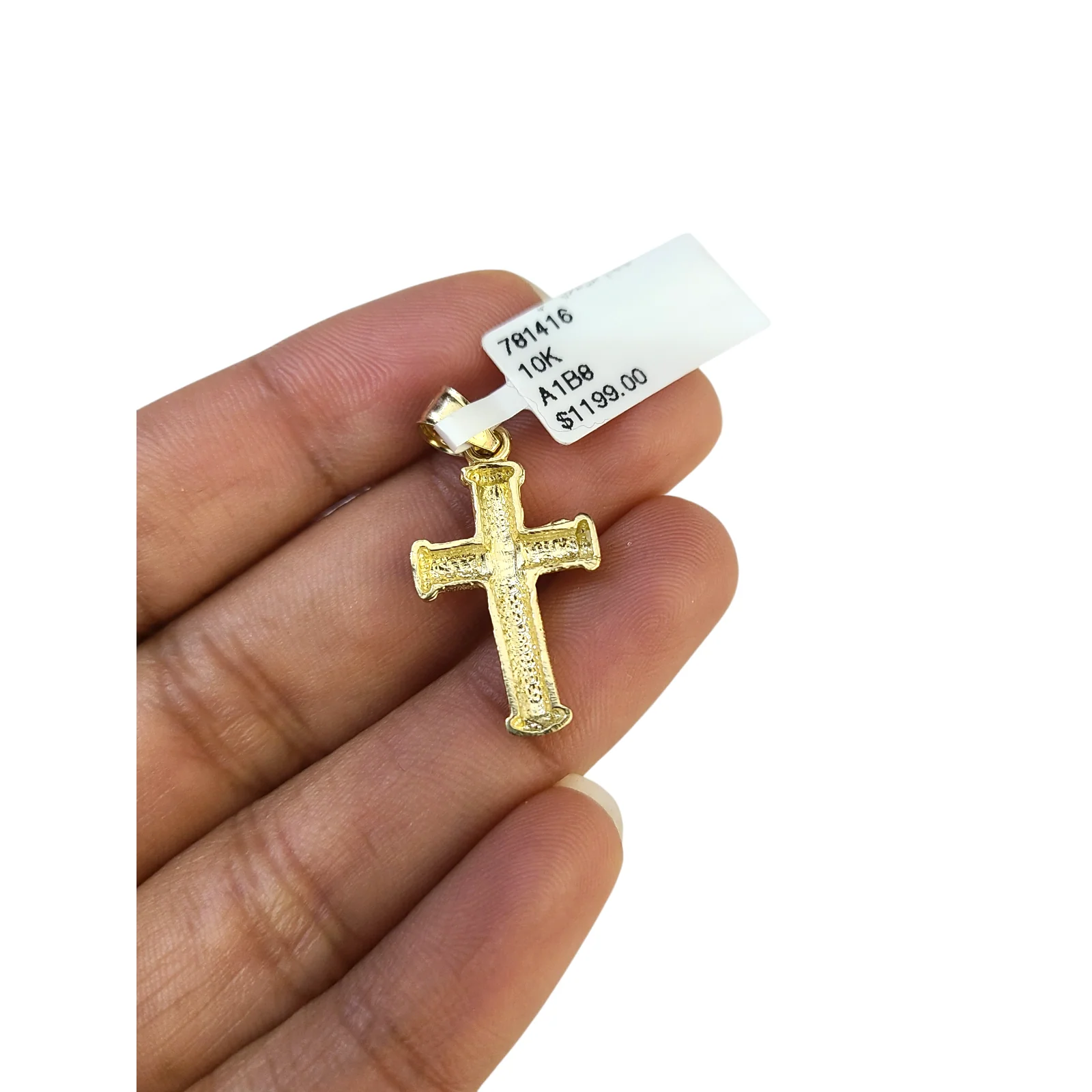 Real 10k Yellow Gold Charm Pendant Cross Diamond Cuts 10KT - Image 5