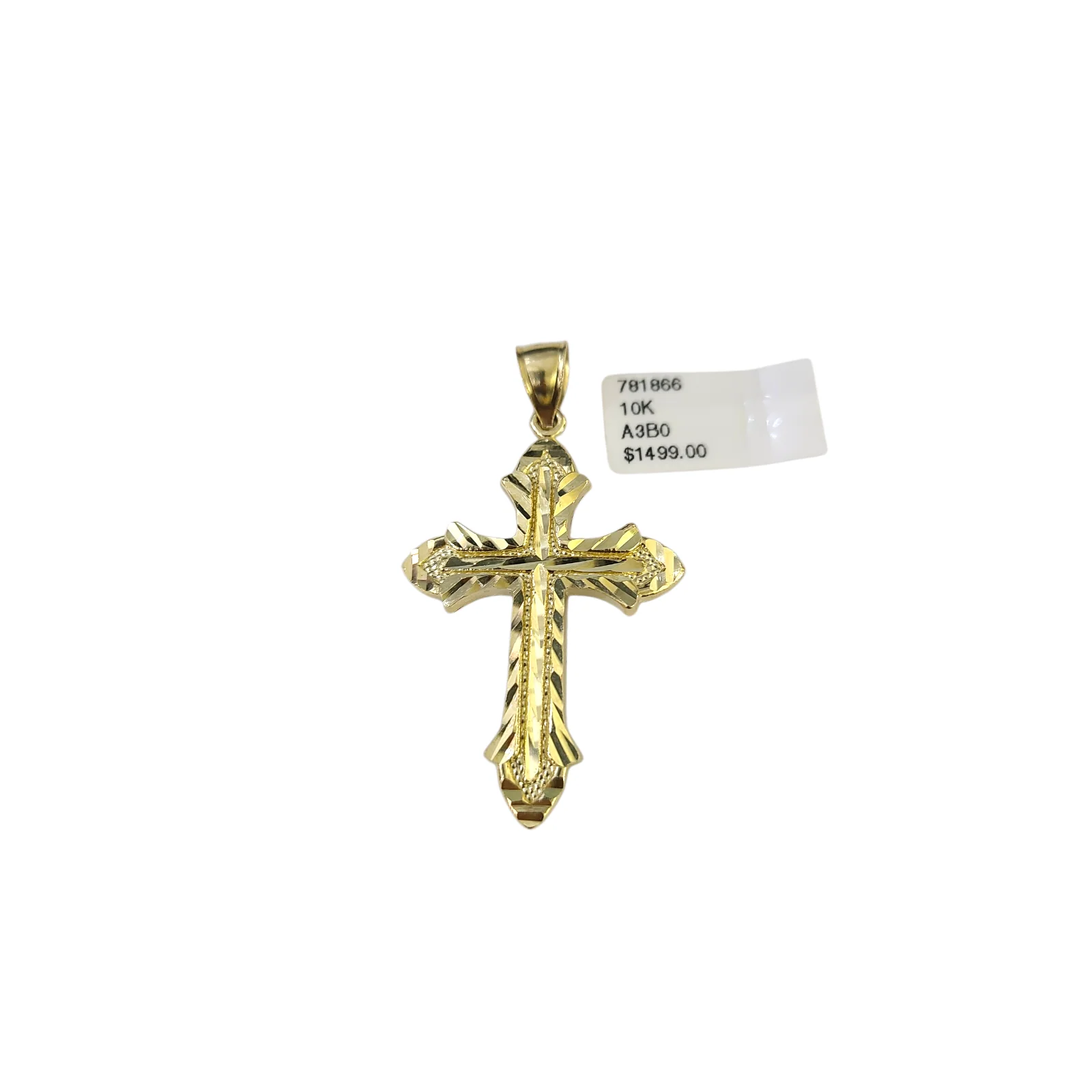 Real 10k Yellow Gold Charm Pendant Cross Diamond Cuts 10KT - Image 3