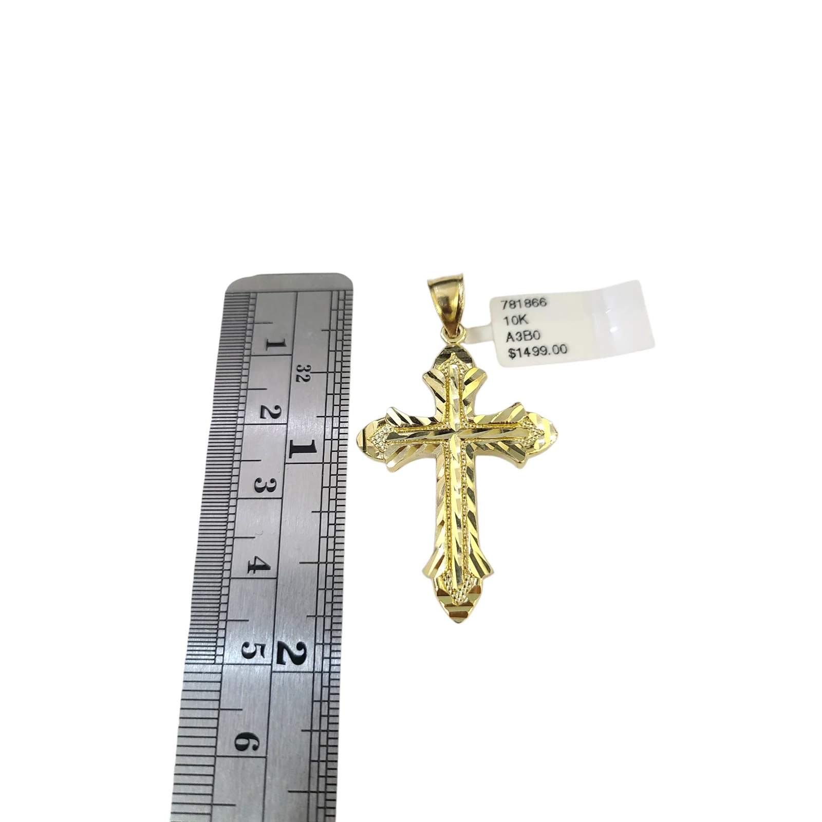 Real 10k Yellow Gold Charm Pendant Cross Diamond Cuts 10KT - Image 4
