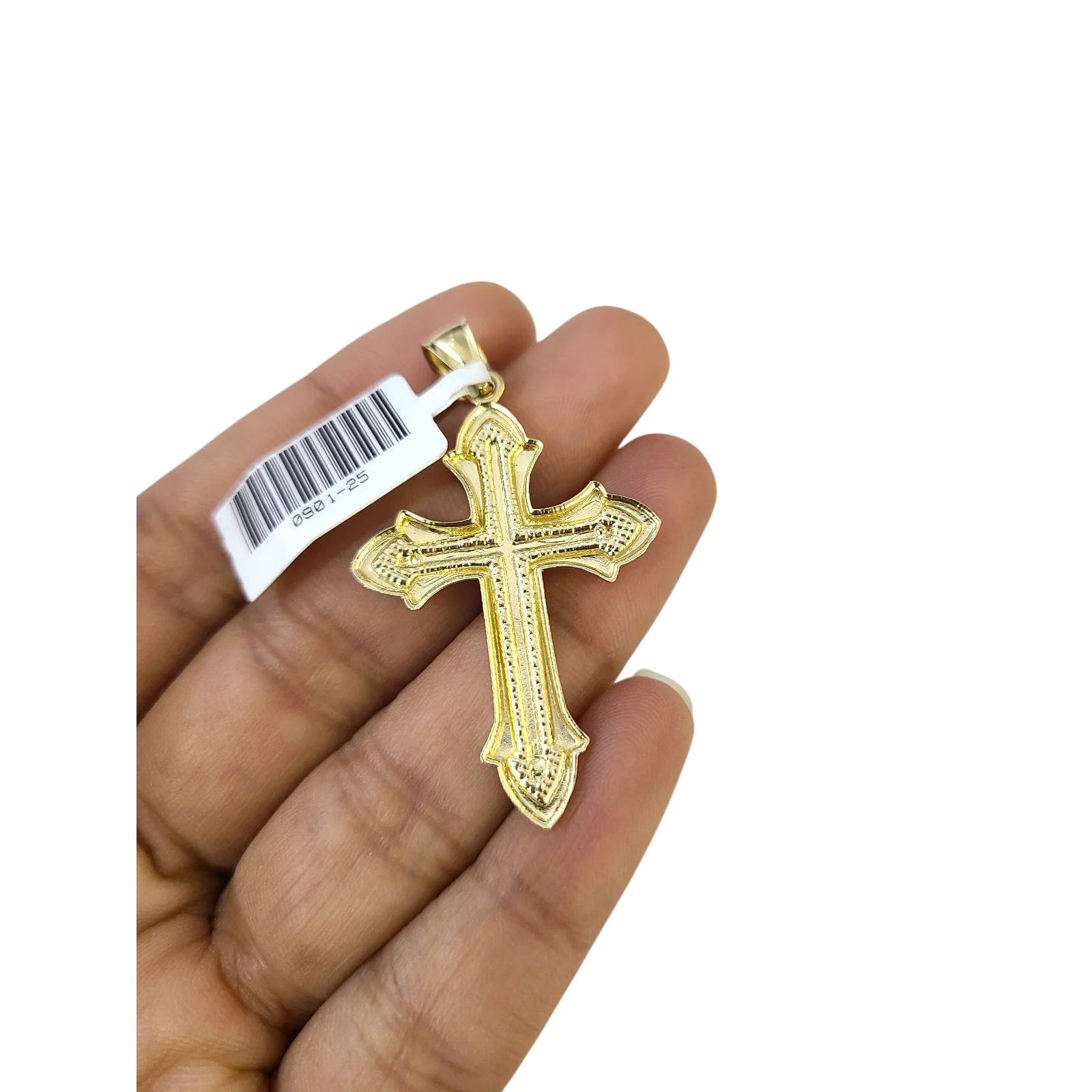 Real 10k Yellow Gold Charm Pendant Cross Diamond Cuts 10KT - Image 5