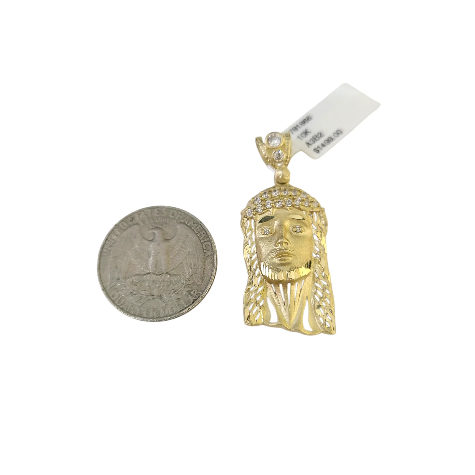 Real 10k Yellow Gold Charm Pendant Cross Head Face Gold 10KT - Image 4
