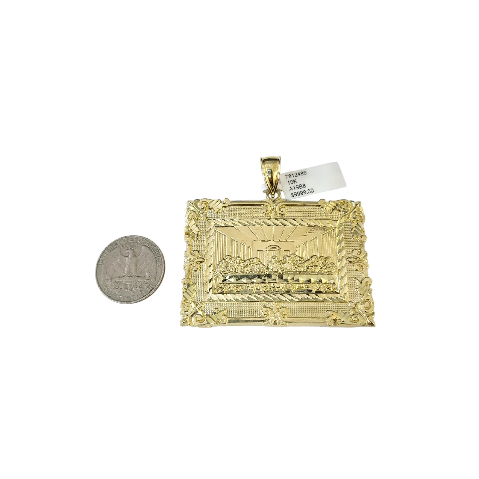 Real 10k Yellow Gold Charm Pendant Last Supper 10KT - Image 2