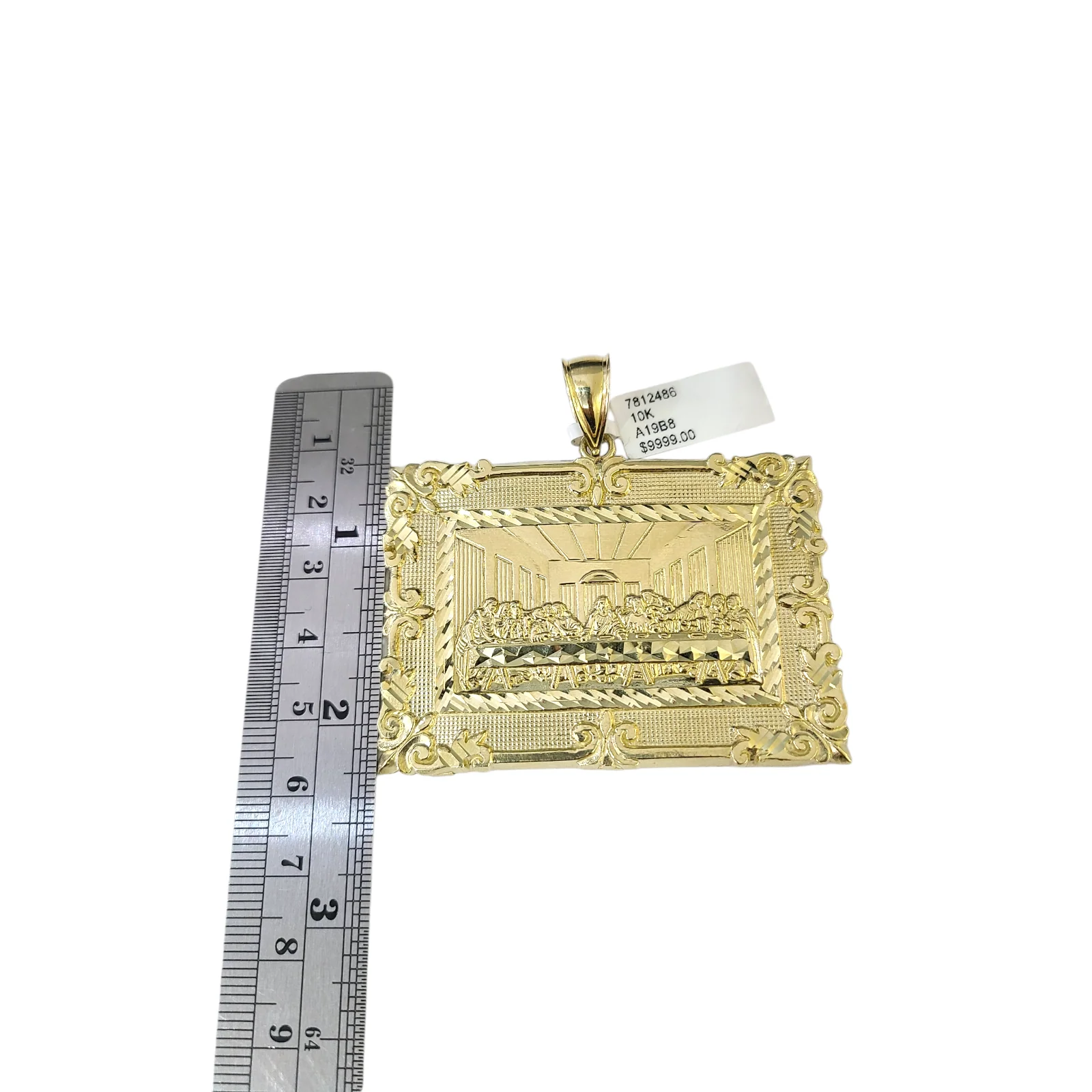 Real 10k Yellow Gold Charm Pendant Last Supper 10KT - Image 4