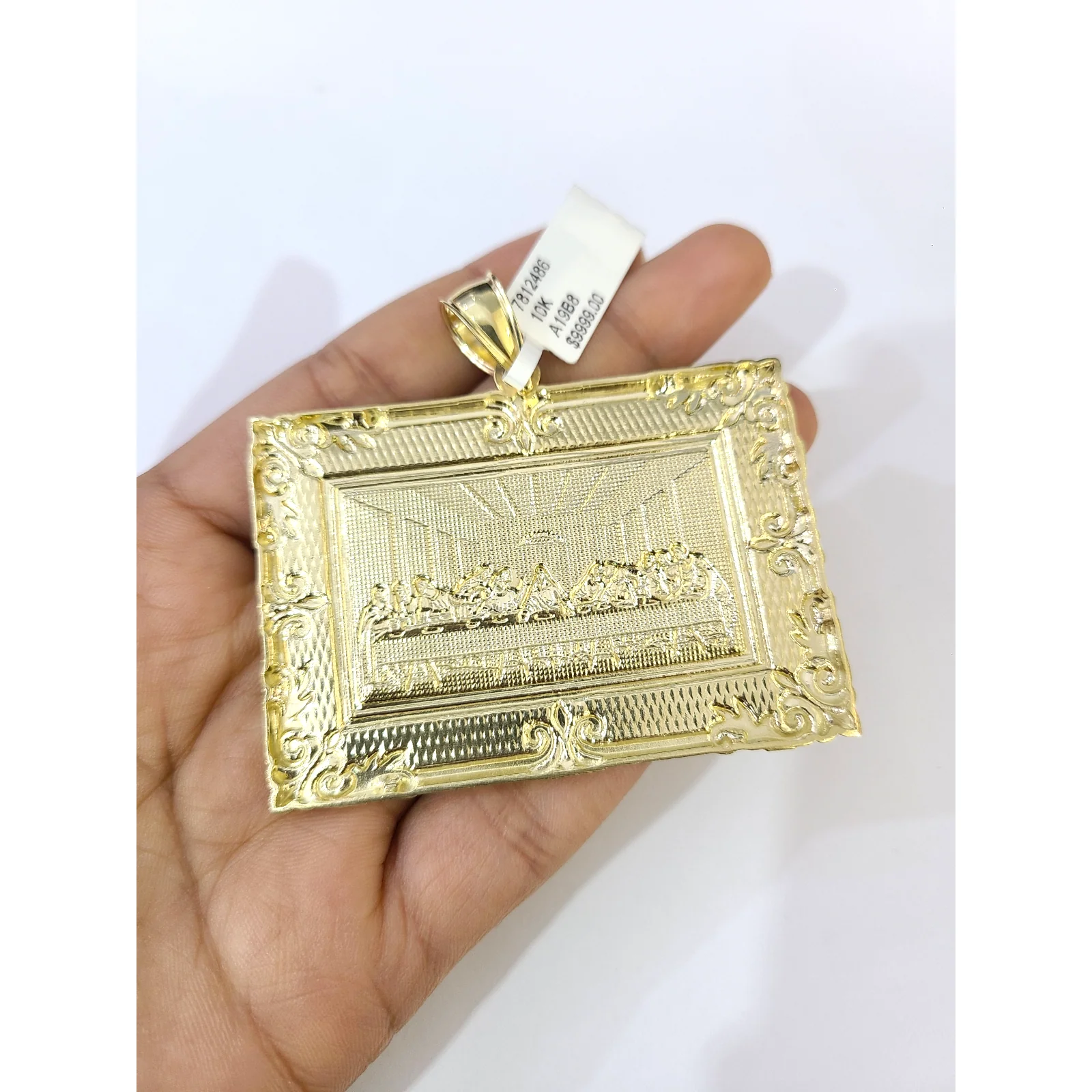 Real 10k Yellow Gold Charm Pendant Last Supper 10KT - Image 5