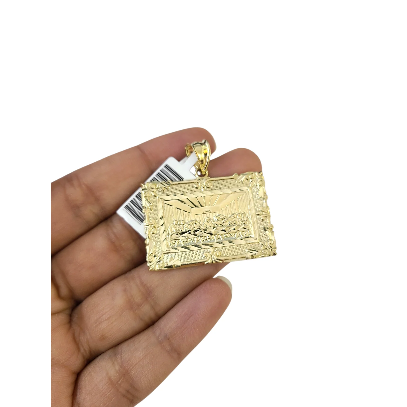 Real 10k Yellow Gold Charm Pendant Last Supper Diamond Cuts 10KT - Image 2