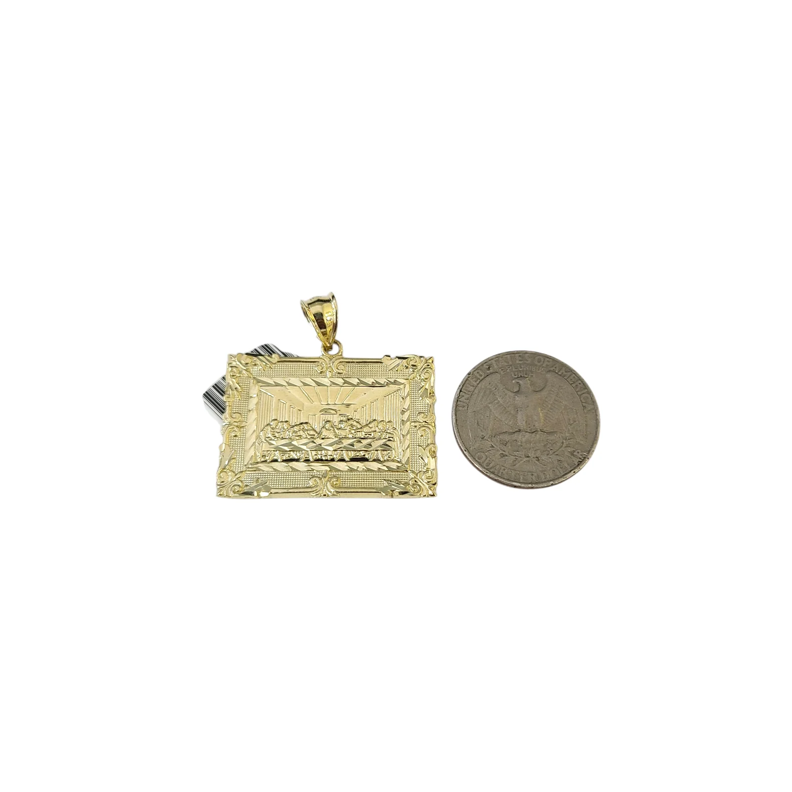 Real 10k Yellow Gold Charm Pendant Last Supper Diamond Cuts 10KT - Image 4