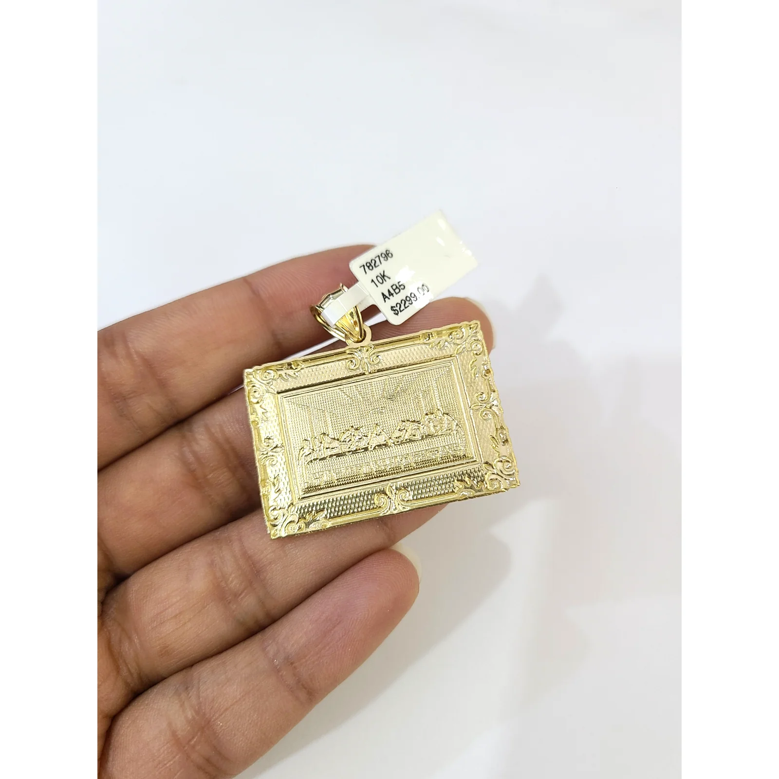 Real 10k Yellow Gold Charm Pendant Last Supper Diamond Cuts 10KT - Image 5
