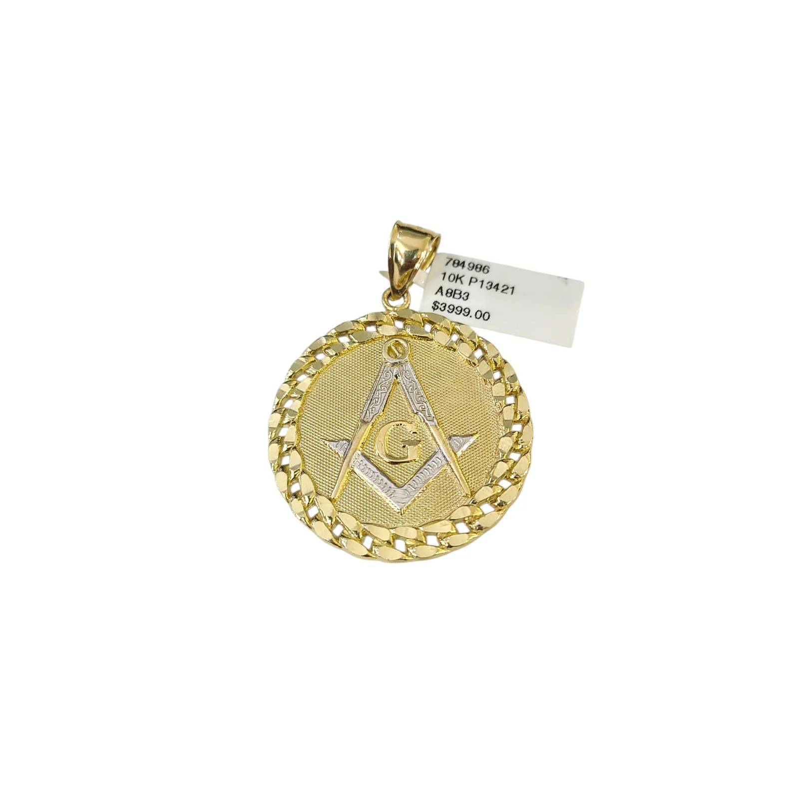 Real 10k Yellow Gold Charm Pendant Medallion 2" Diamond Cuts 10KT - Image 2