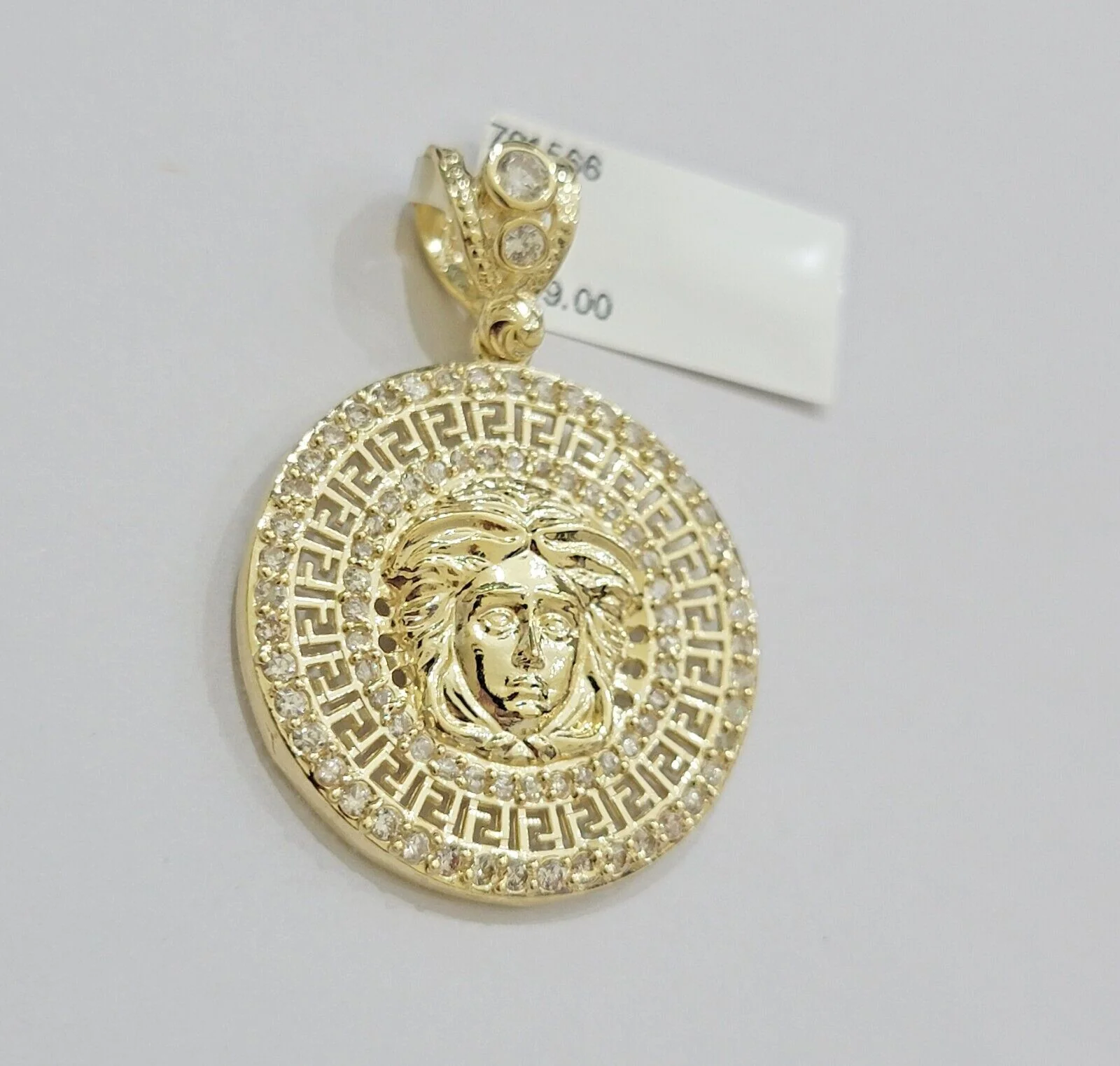 Real 10k Yellow Gold Charm Pendant Medusa Head 1.5" With Stones 10kt for Chain - Image 5