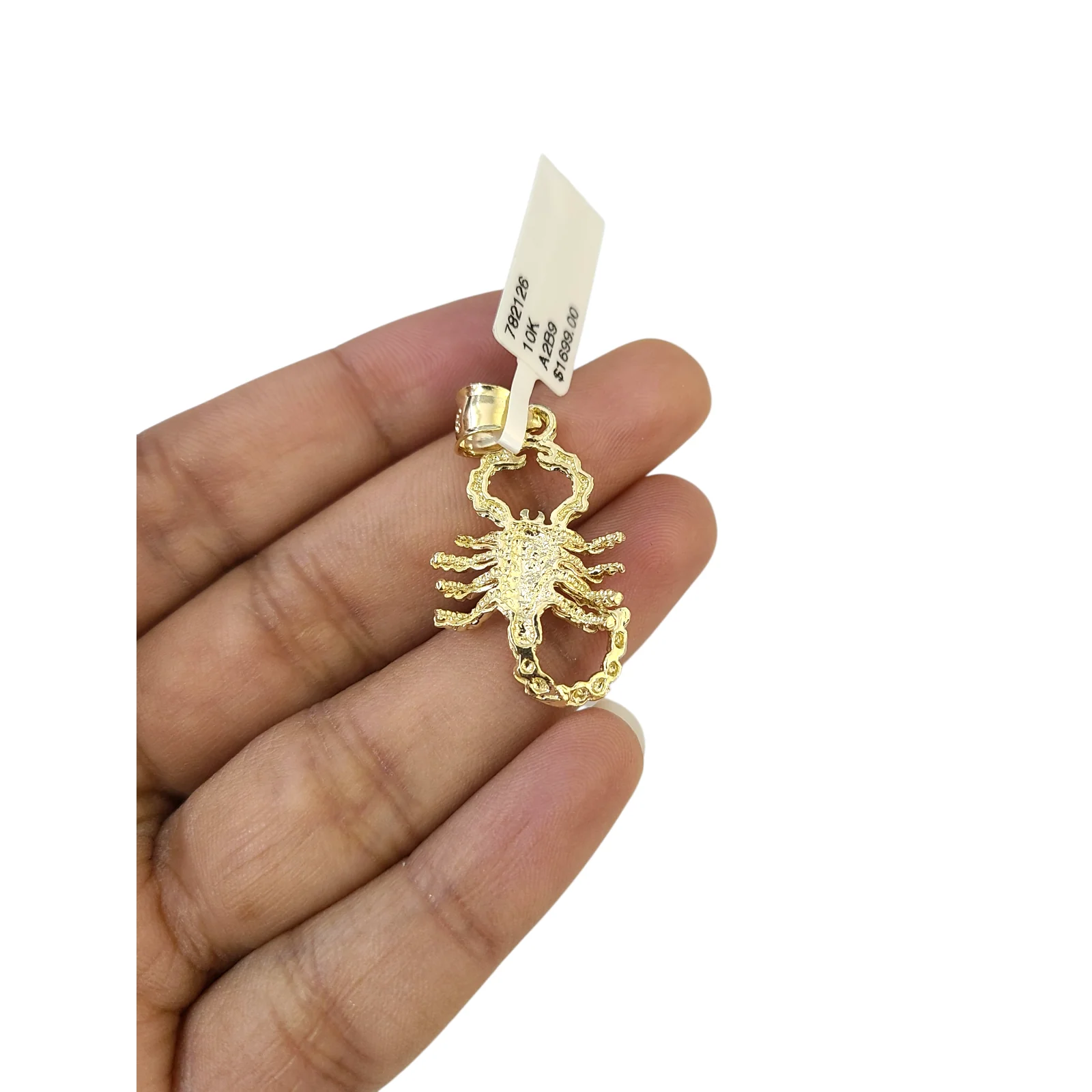 Real 10k Yellow Gold Charm Pendant Scorpion 1.2 in Diamond Cuts 10KT - Image 2