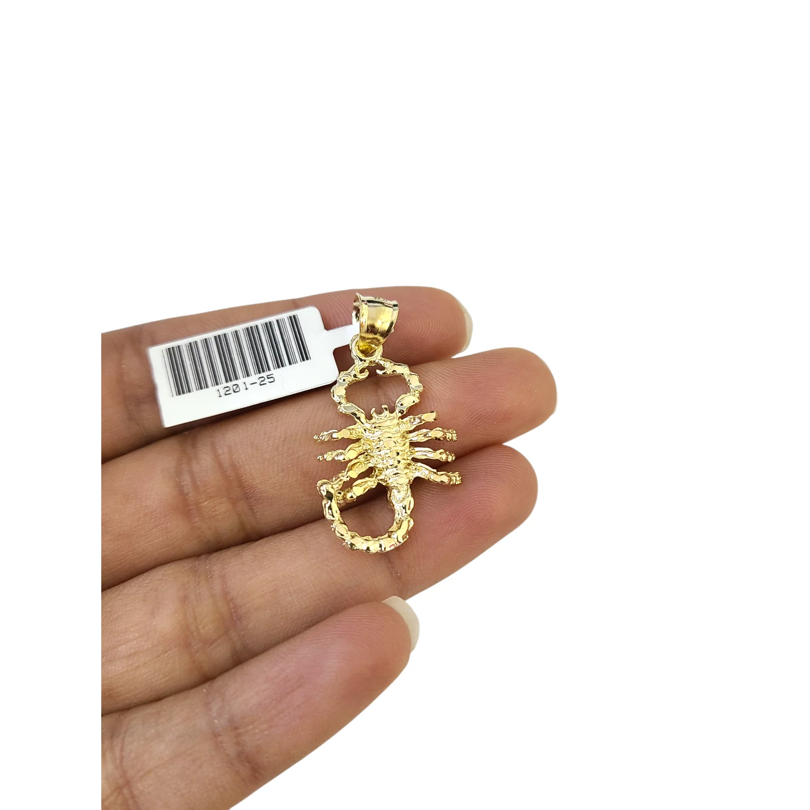 Real 10k Yellow Gold Charm Pendant Scorpion 1.2 in Diamond Cuts 10KT - Image 4