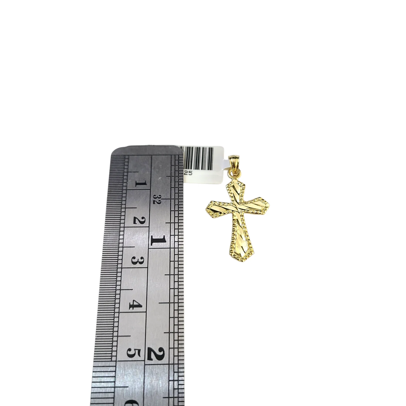 Real 10k Yellow Gold Charm Pendant Small Cross Diamond Cuts 10KT - Image 3