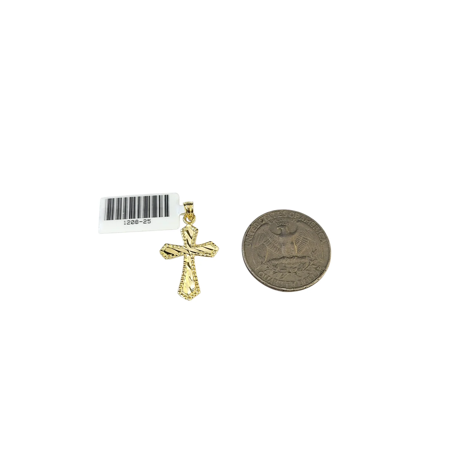 Real 10k Yellow Gold Charm Pendant Small Cross Diamond Cuts 10KT - Image 4