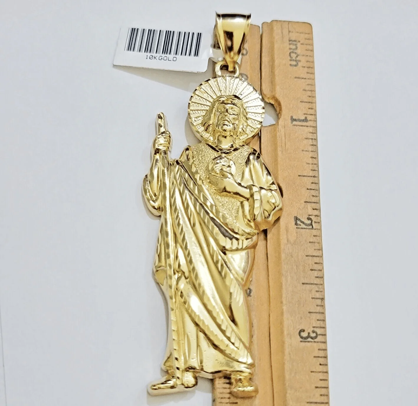 Real 10k Yellow Gold Charm Saint Juda Pendant Men's 5" Inch Jude the Apostle - Image 4