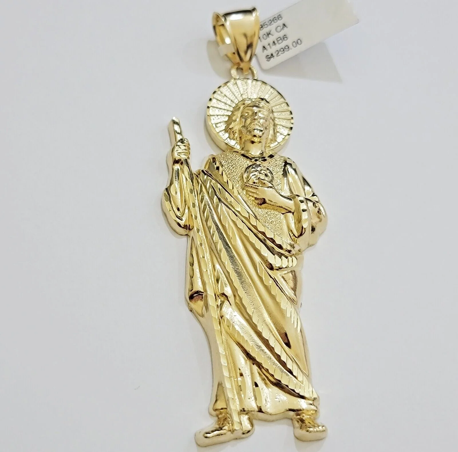 Real 10k Yellow Gold Charm Saint Juda Pendant Men's 5" Inch Jude the Apostle - Image 5