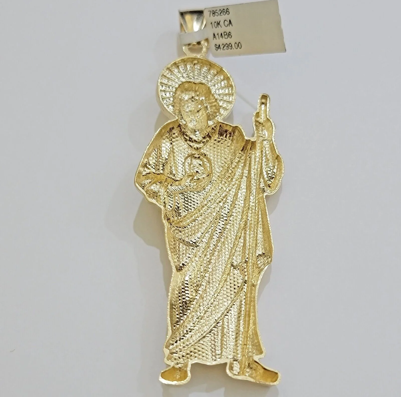 Real 10k Yellow Gold Charm Saint Juda Pendant Men's 5" Inch Jude the Apostle - Image 6