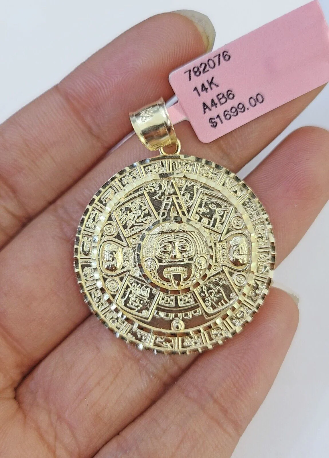 Real 10k Yellow Gold Circular Mayan Calendar / Pendant Charm 10kt - Image 2