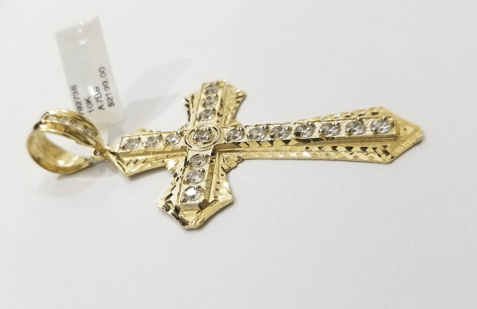 Real 10k Yellow Gold Cross Charm Pendant 2.5'' inch 10kt gold - Image 2