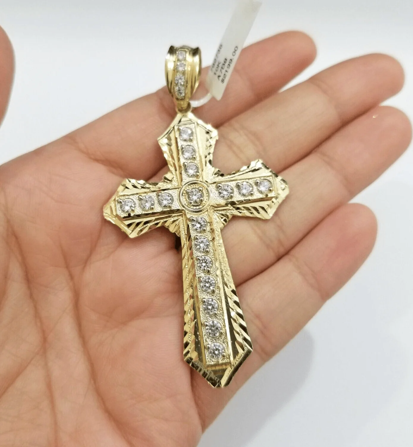 Real 10k Yellow Gold Cross Charm Pendant 2.5'' inch 10kt gold - Image 4
