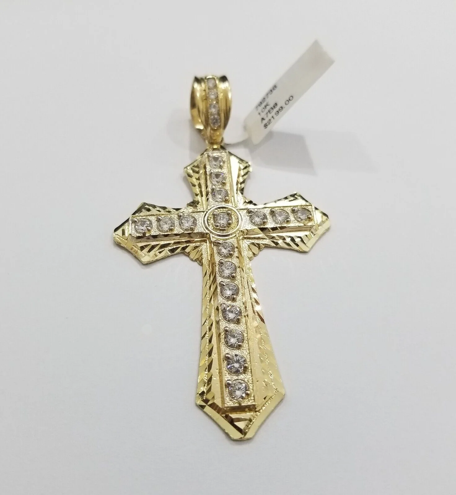 Real 10k Yellow Gold Cross Charm Pendant 2.5'' inch 10kt gold - Image 2