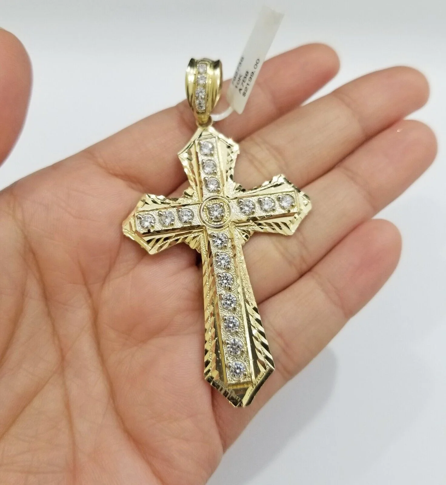 Real 10k Yellow Gold Cross Charm Pendant 2.5'' inch 10kt gold - Image 3