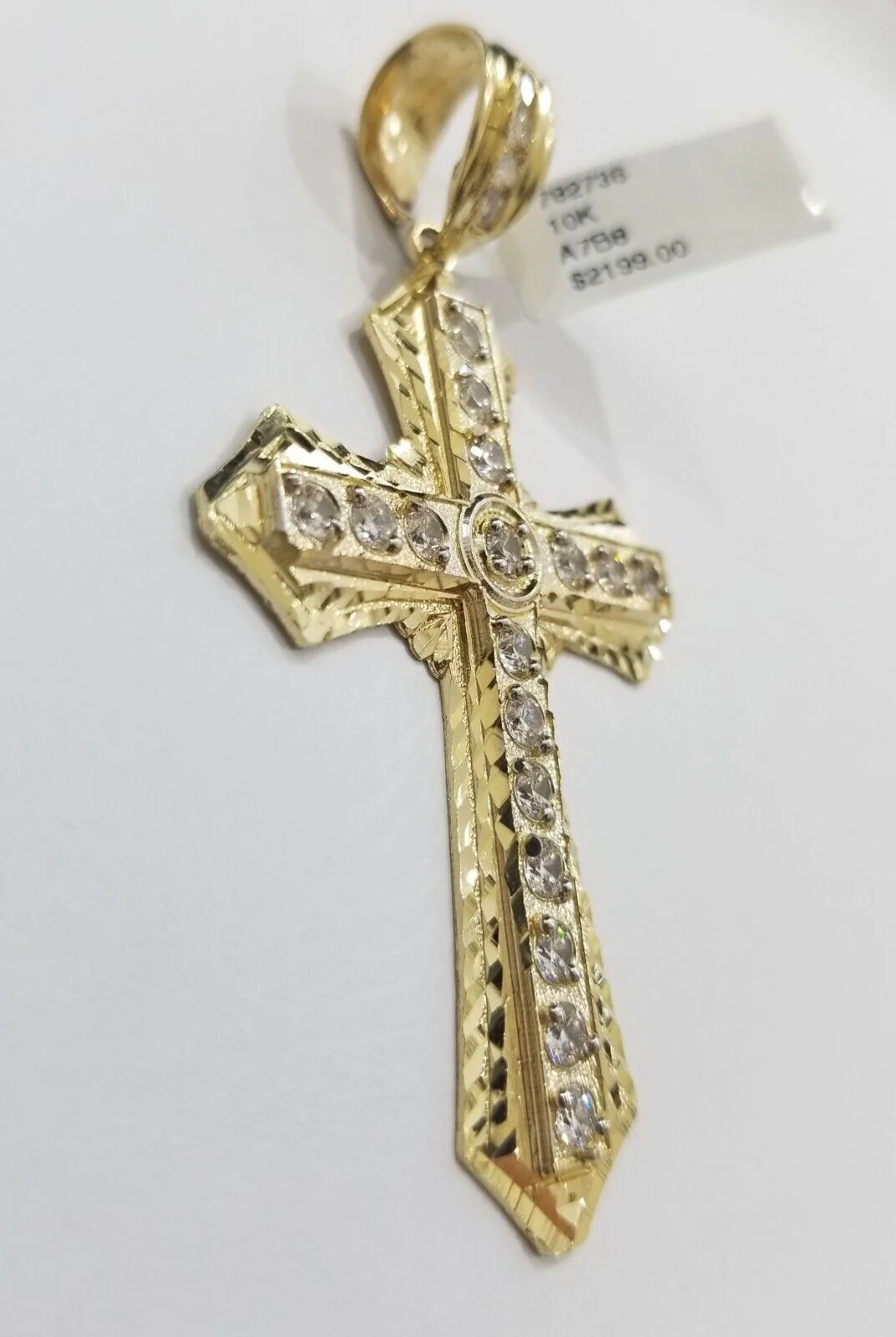 Real 10k Yellow Gold Cross Charm Pendant 2.5'' inch 10kt gold - Image 4