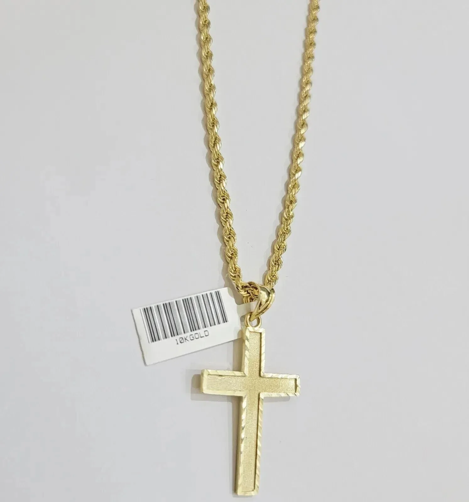 Real 10k Yellow Gold Cross Charm Pendant Men Women 1.75 Inch For Chain - Image 6