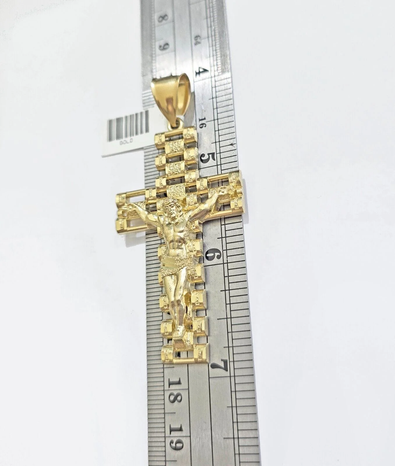 Real 10k Yellow Gold Cross Charm Pendant Mens Jesus Crucifix 3 Inch For Chain - Image 4