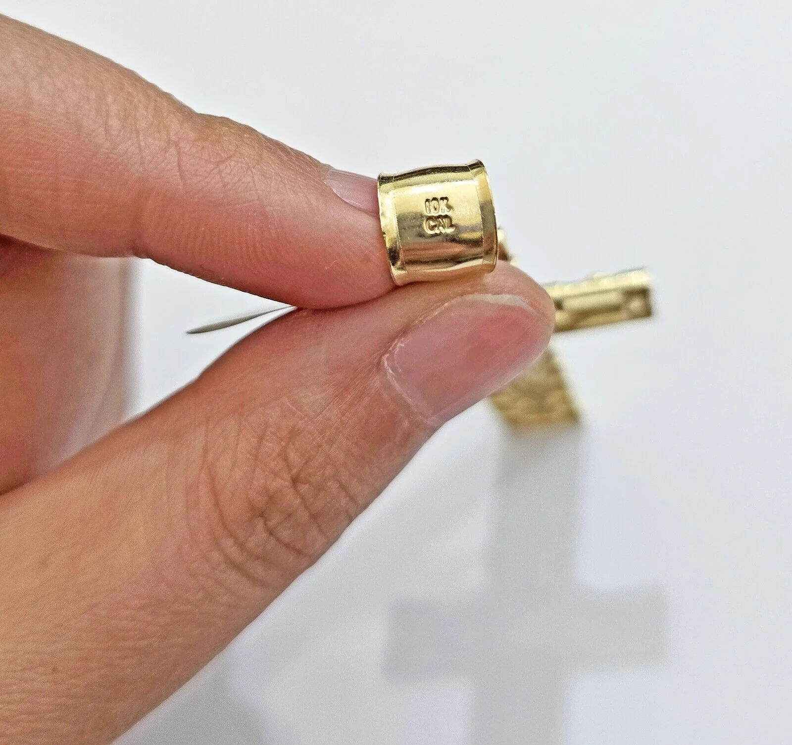 Real 10k Yellow Gold Cross Charm Pendant Mens Jesus Crucifix 3 Inch For Chain - Image 7