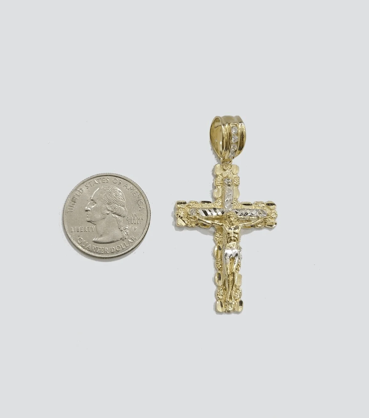 Real 10k Yellow Gold Cross Charm Rope Chain 4mm 18'' Necklace Pendant 10kt Jesus - Image 2