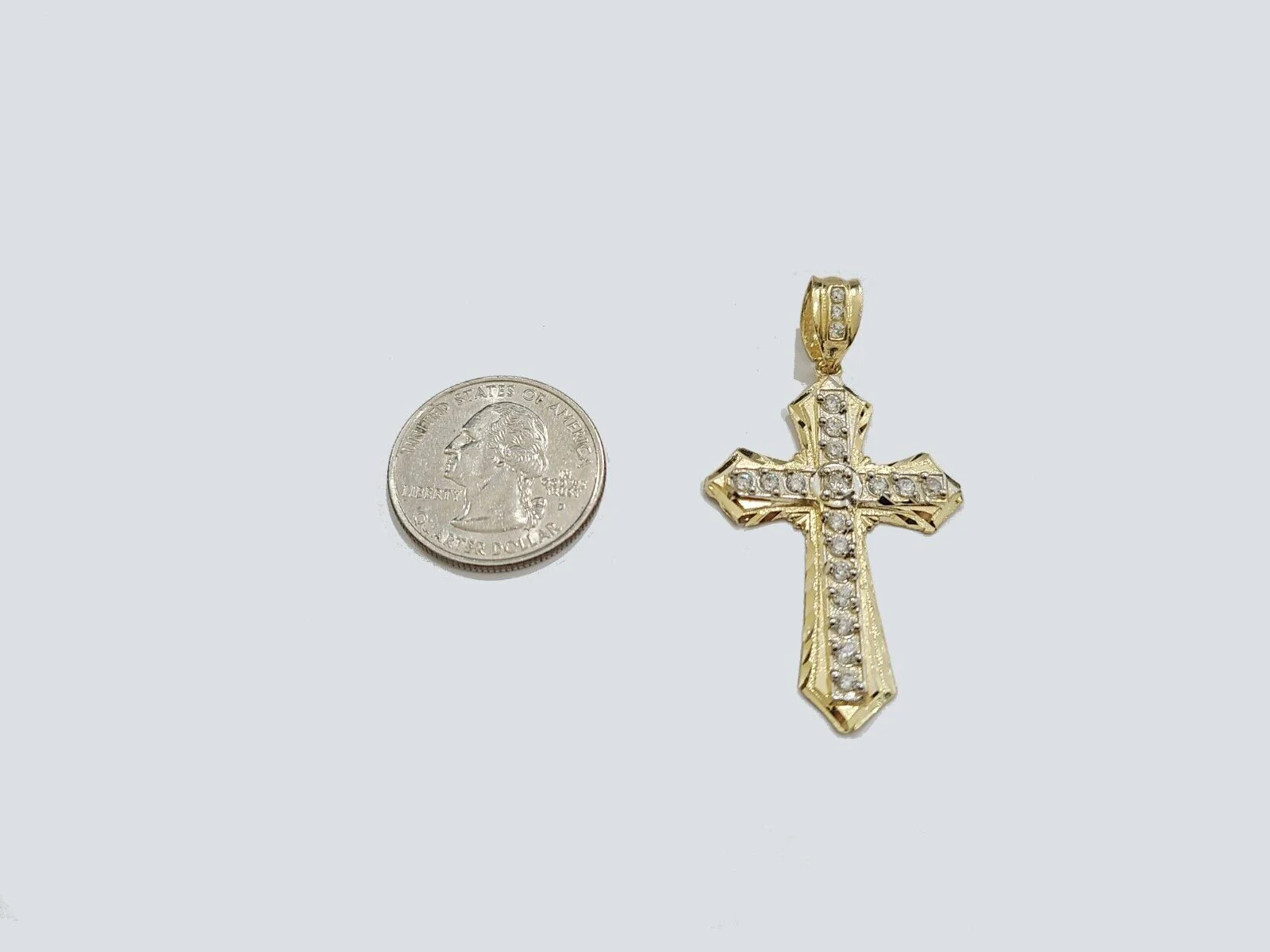 Real 10k Yellow Gold Cross Charm Rope Chain Necklace 4mm 28'' Pendant 10kt Jesus - Image 10