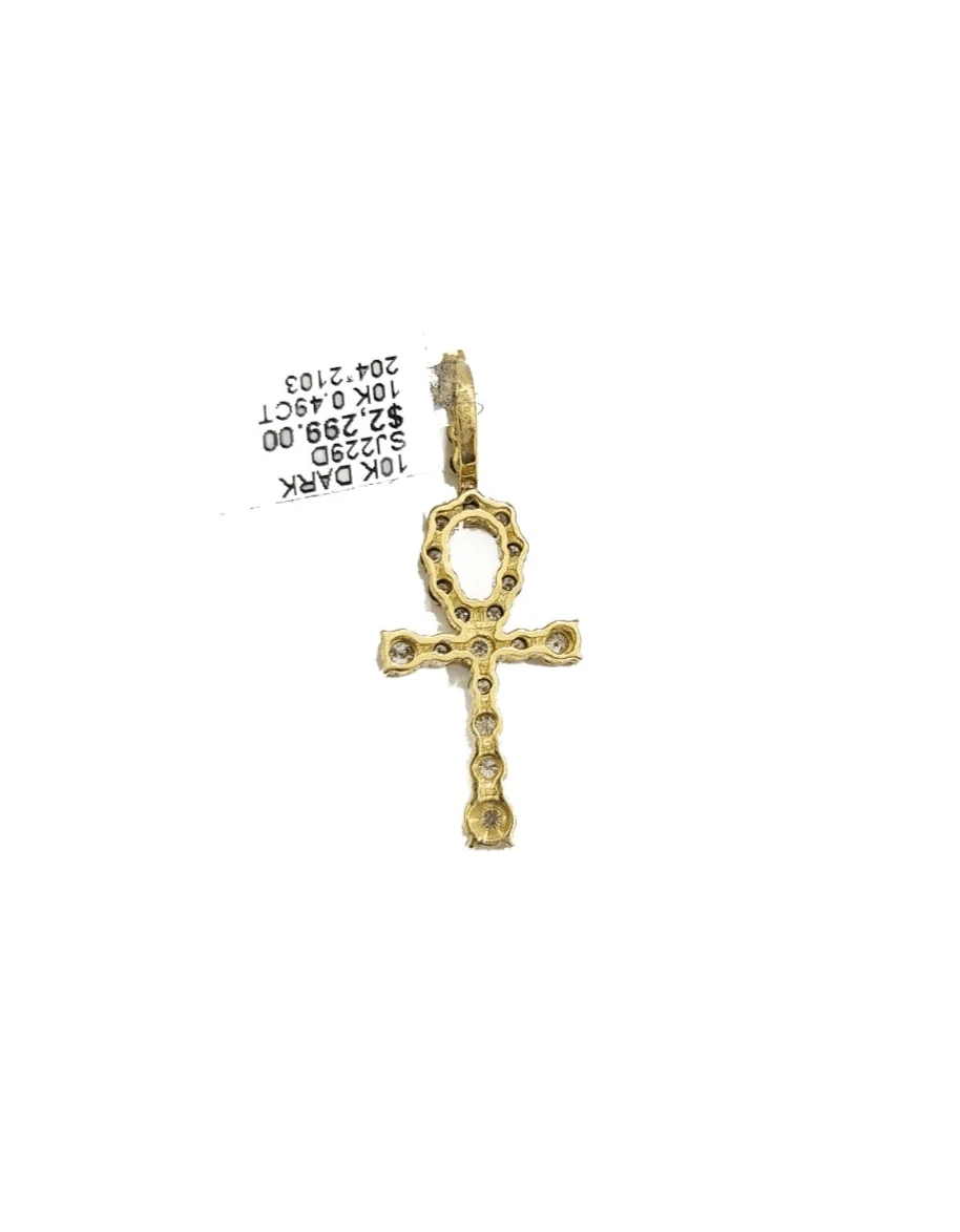 Real 10k Yellow Gold Cross Diamond Charm 0.49CT Pendant 1.5'' inch Genuine 10kt - Image 5