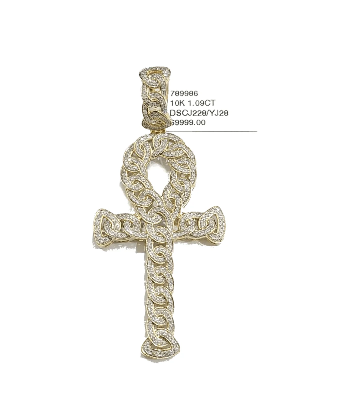 Real 10k Yellow Gold Cross Diamond Charm Pendant 2.5'' inches Genuine 10kt - Image 2